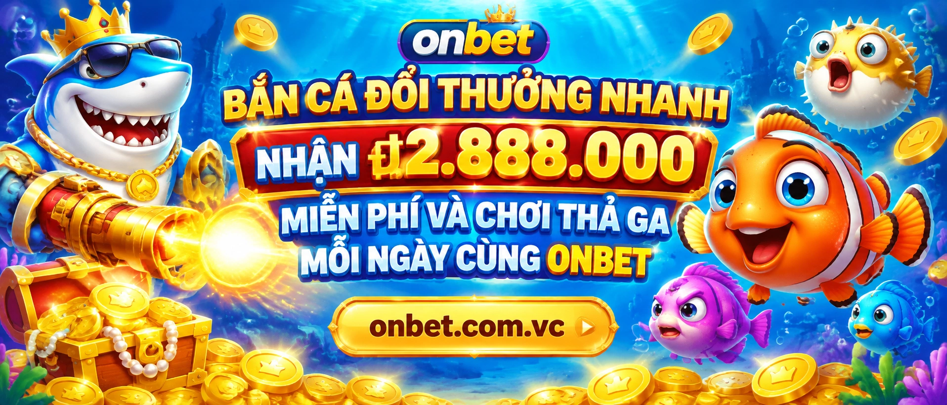 ONBET Bắn Cá - giao diện sảnh game theo phòng với chủ đề đại dương
