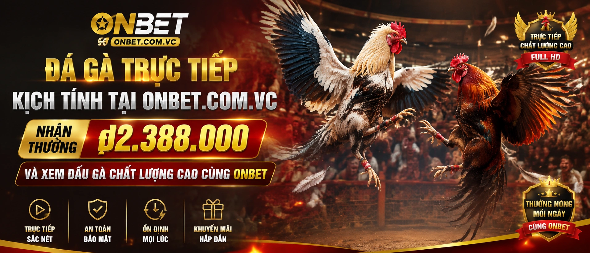 Đá Gà ONBET giao diện danh mục live