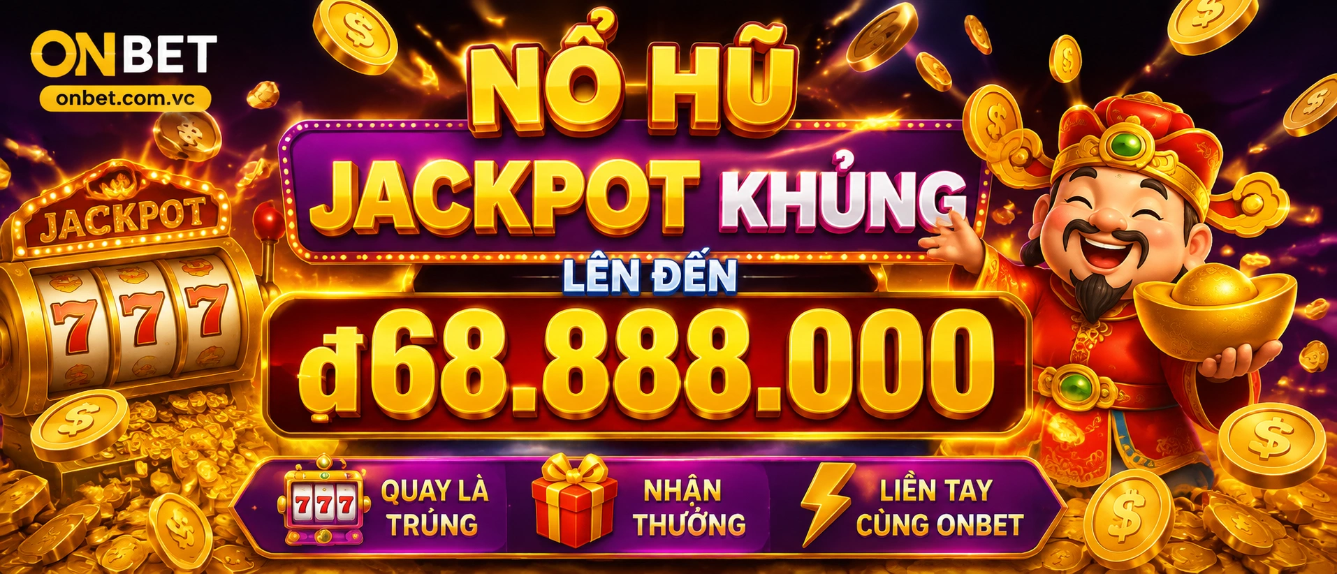 Giao diện ONBET Nổ Hũ với nhiều lựa chọn game slot