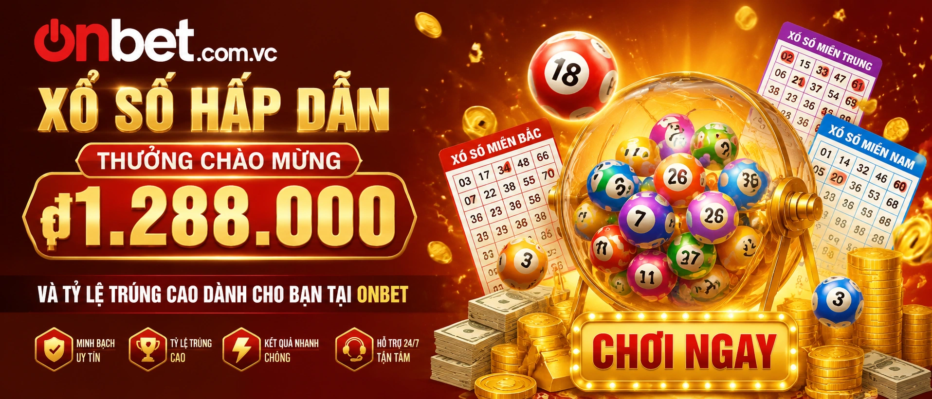 Giao diện Xổ Số ONBET trên thiết bị di động